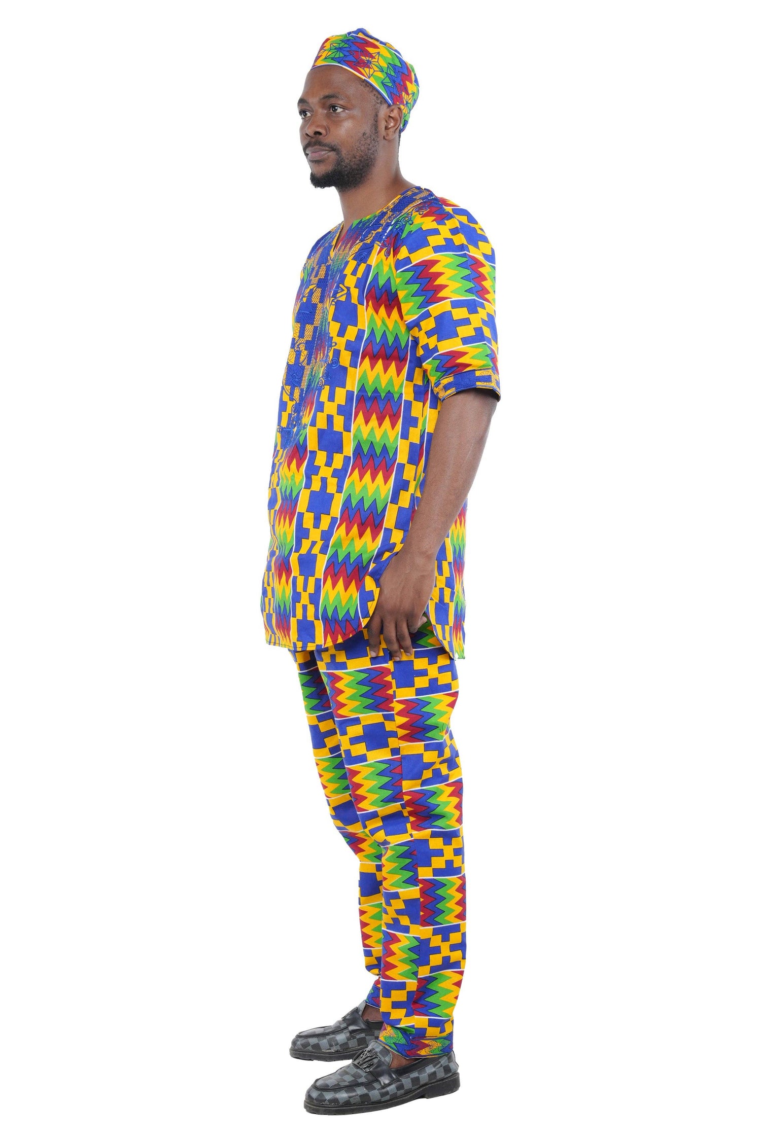 Kente Embroidered Pant Set For Men