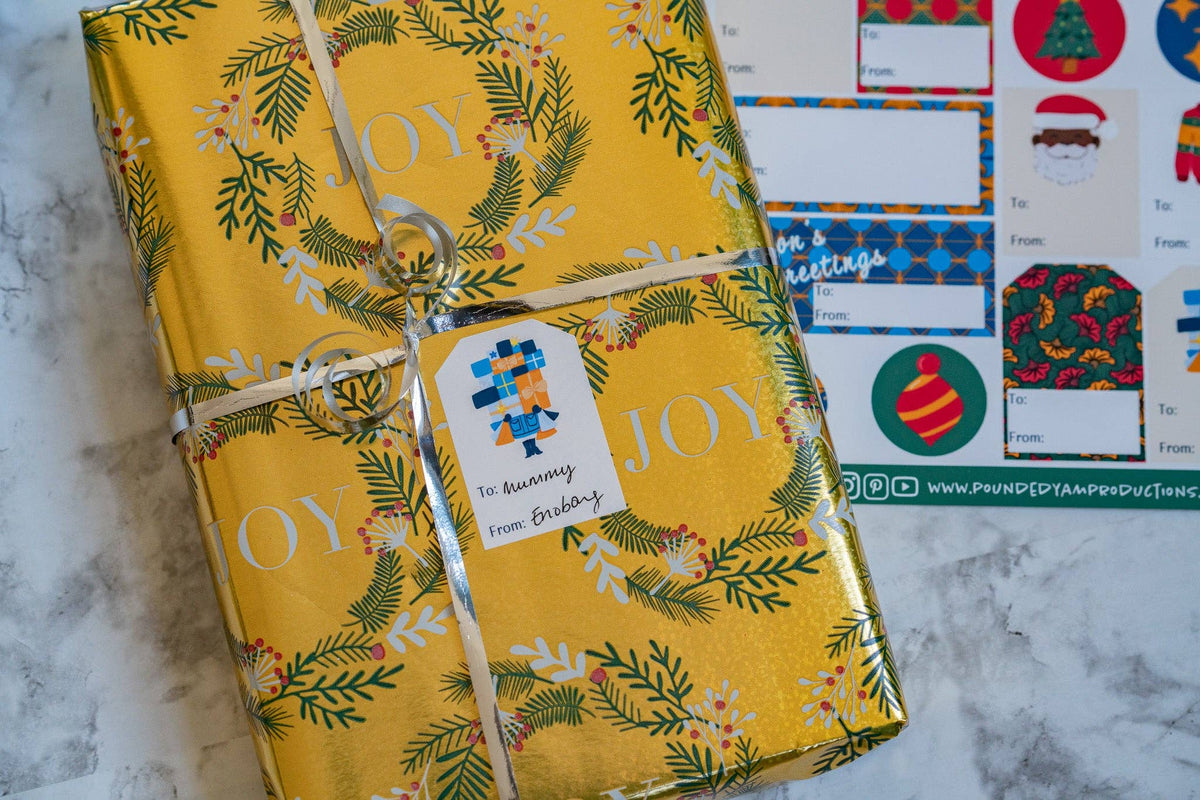 African Christmas Gift Tag Stickers