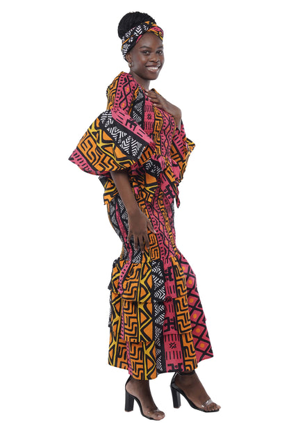 African Ankara Women Zig Zag Hem Top and Fish Tail Skirt Set