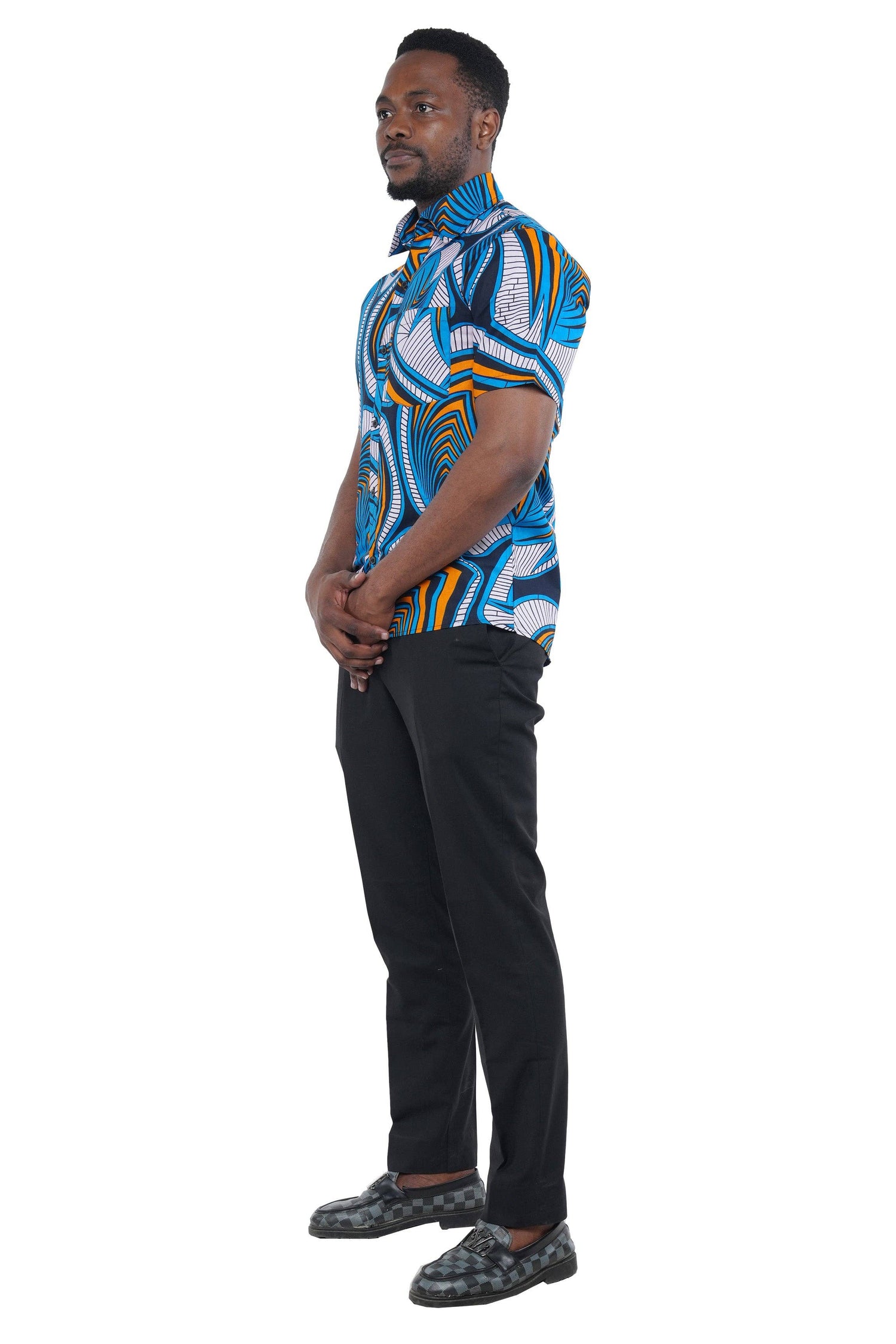 African Ankara Half Sleeves Casual Cotton Shirt For Men