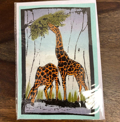 Hand-painted Greeting Cards Set, One-of-a-kind Giraffe, Zebra, Elephant, Rhino & Masai Designs, Fair Trade from Kenya