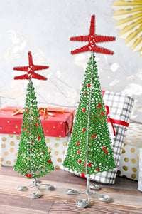 Beaded Wire Christmas Tree Sculpture - Small
