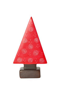 Medium Red Soapstone Tree Sculpture