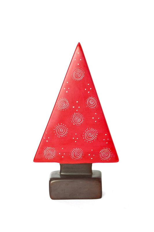 Medium Red Soapstone Tree Sculpture