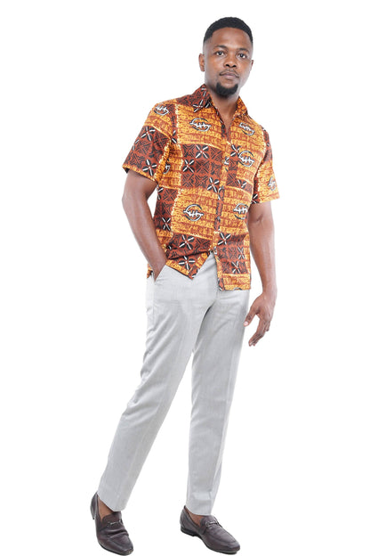 Men's African Print Button-Up Shirt