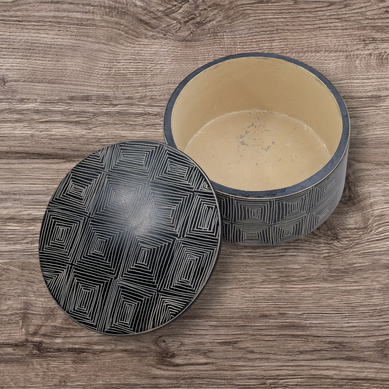 Spindle Mudcloth Soapstone Desktop Boxes