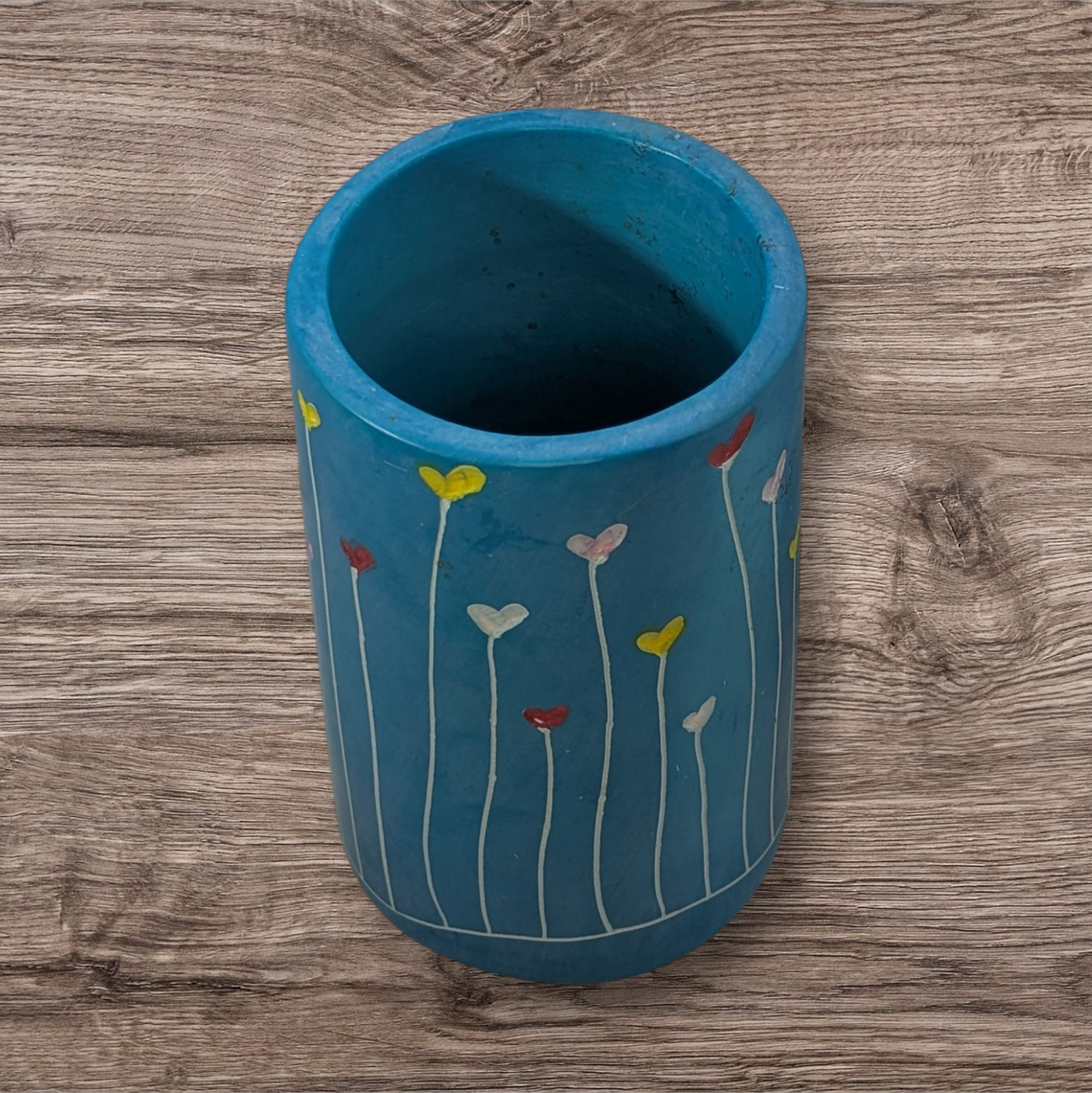 Spindle Heart Tall Soapstone Desktop Pencil Holder