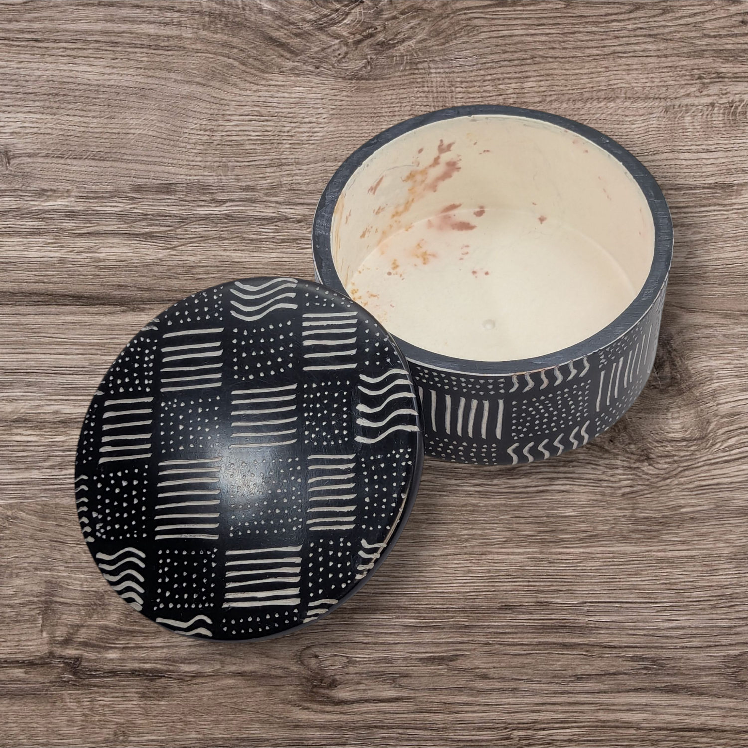 Spindle Mudcloth Soapstone Desktop Boxes