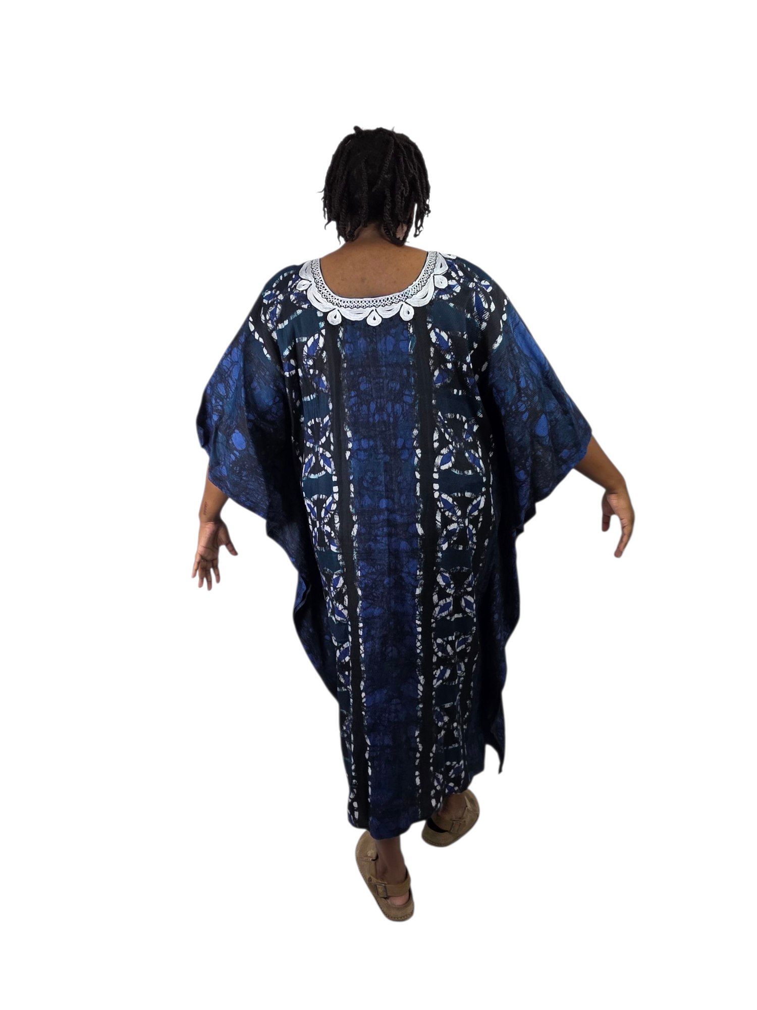 Handmade Blue Tie-Dyed Muumuu (Kaftan) – One Size | Crafted in The Gambia, Limited Edition