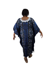 Handmade Blue Tie-Dyed Muumuu (Kaftan) – One Size | Crafted in The Gambia, Limited Edition