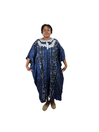 Handmade Blue Tie-Dyed Muumuu (Kaftan) – One Size | Crafted in The Gambia, Limited Edition