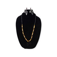 African Continent Wood Necklace Earring Set