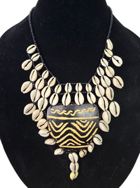 Elaborate Cowrie Shell Wooden Necklace