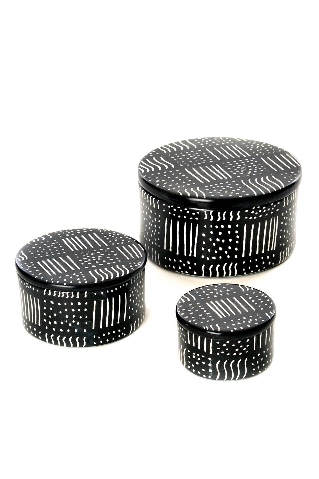 Spindle Mudcloth Soapstone Desktop Boxes