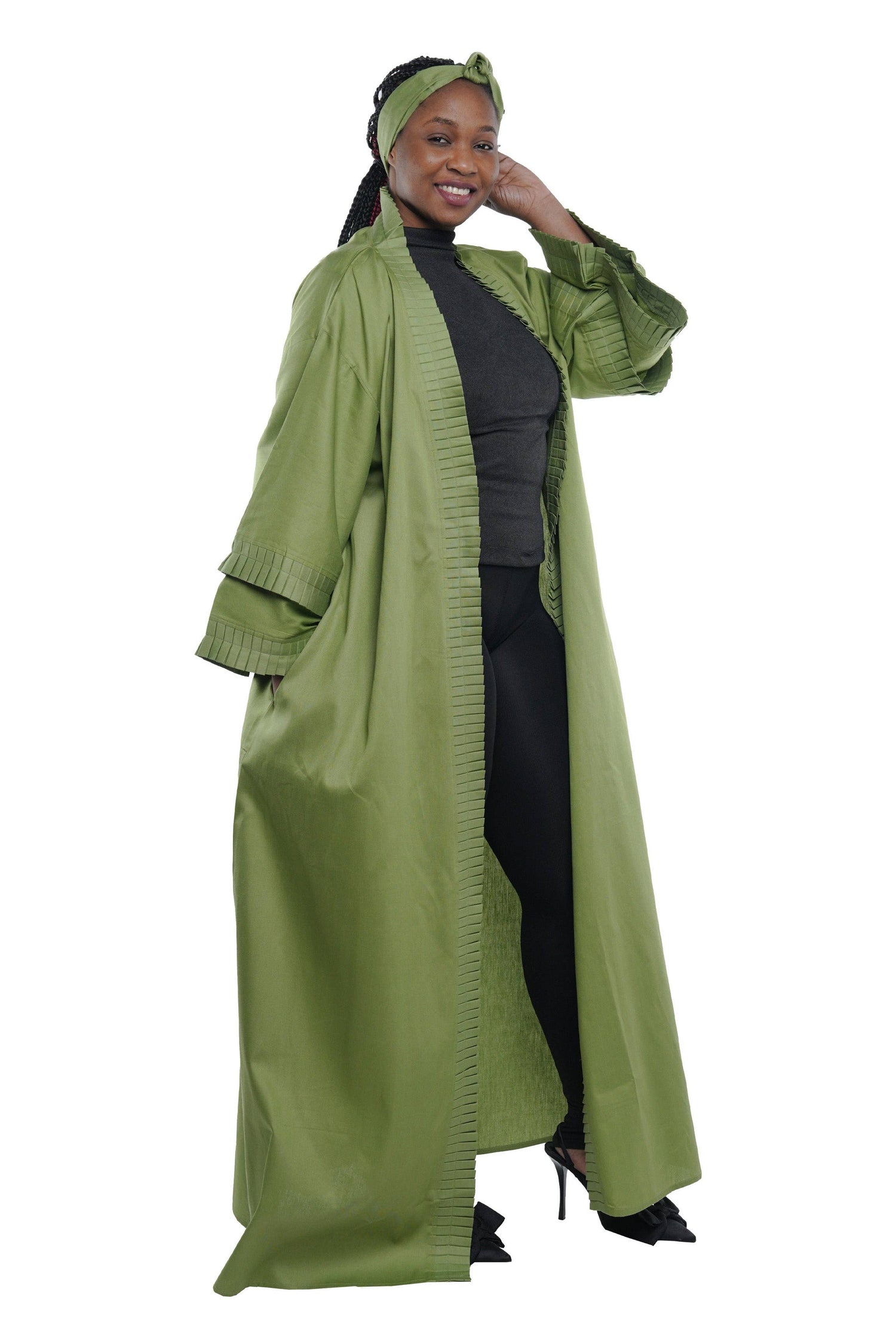 African Women Green Long Kimono | Duster | Robe | One Size