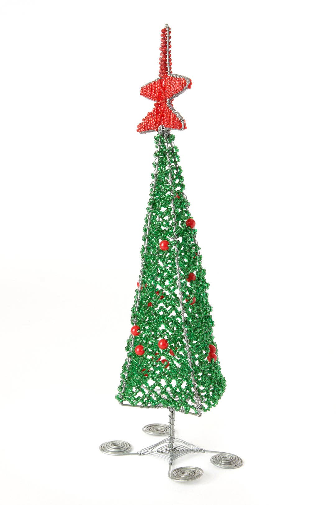 Beaded Wire Christmas Tree Sculpture - Small