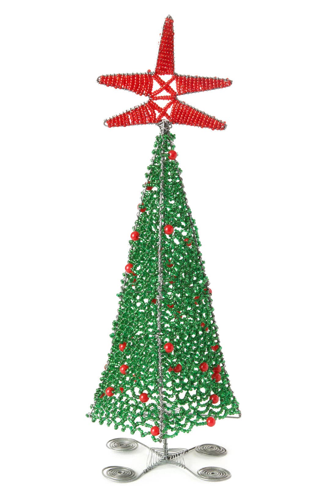 Beaded Wire Christmas Tree Sculpture - Small