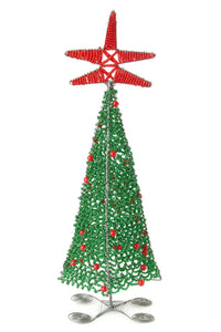 Beaded Wire Christmas Tree Sculpture - Small
