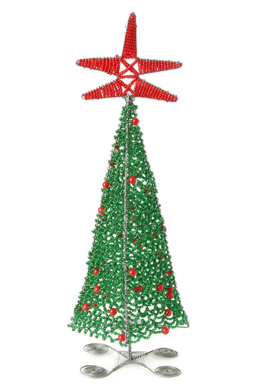 Beaded Wire Christmas Tree Sculpture - Small