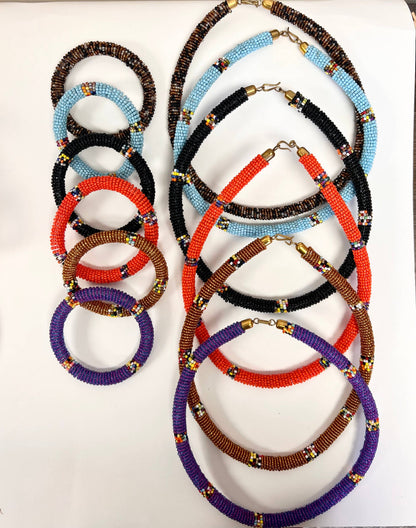 Maasai Necklace and Bracelet set, beaded