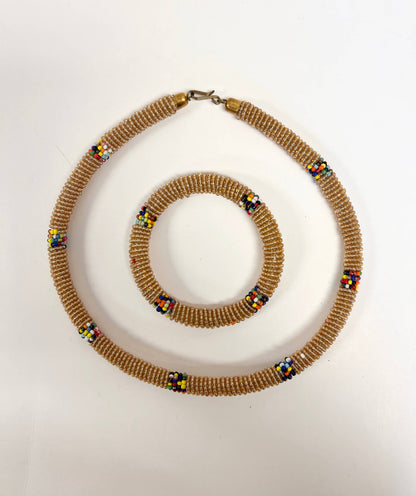 Maasai Necklace and Bracelet set, beaded
