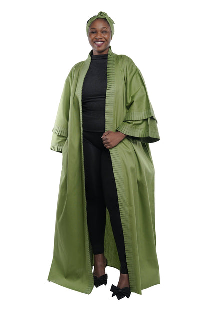 African Women Green Long Kimono | Duster | Robe | One Size
