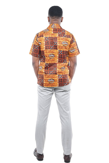 Men's African Print Button-Up Shirt