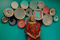 African Wall Basket / Bowl, sweet grass, multi-color