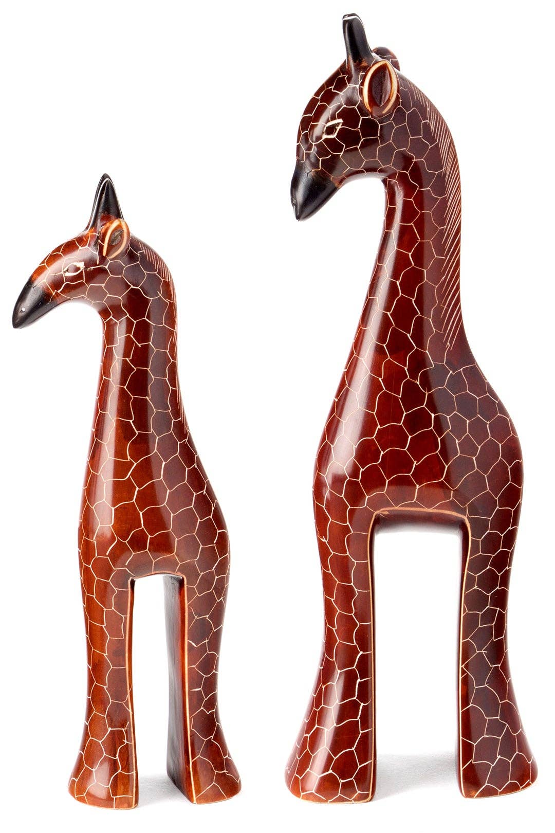 Kenyan Soapstone Stately Giraffe Sculptures
