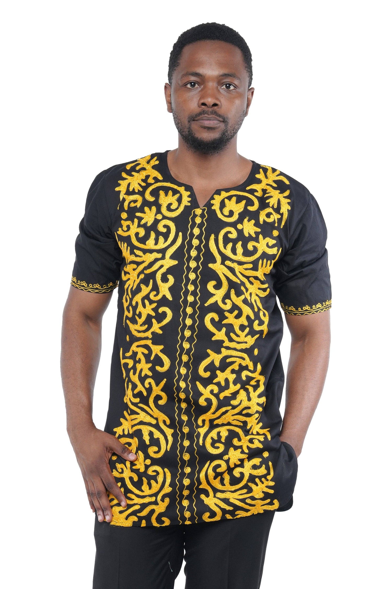 Black and Gold Embroidered Shirt