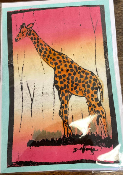 Hand-painted Greeting Cards Set, One-of-a-kind Giraffe, Zebra, Elephant, Rhino & Masai Designs, Fair Trade from Kenya