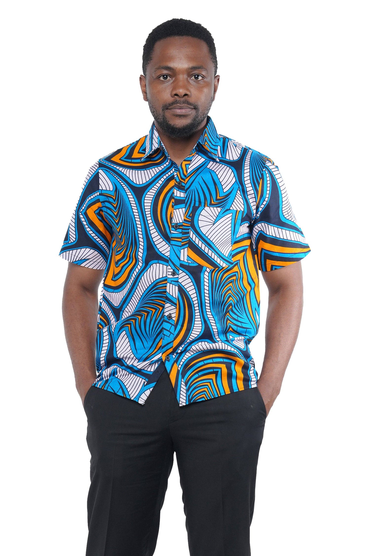 African Ankara Half Sleeves Casual Cotton Shirt For Men