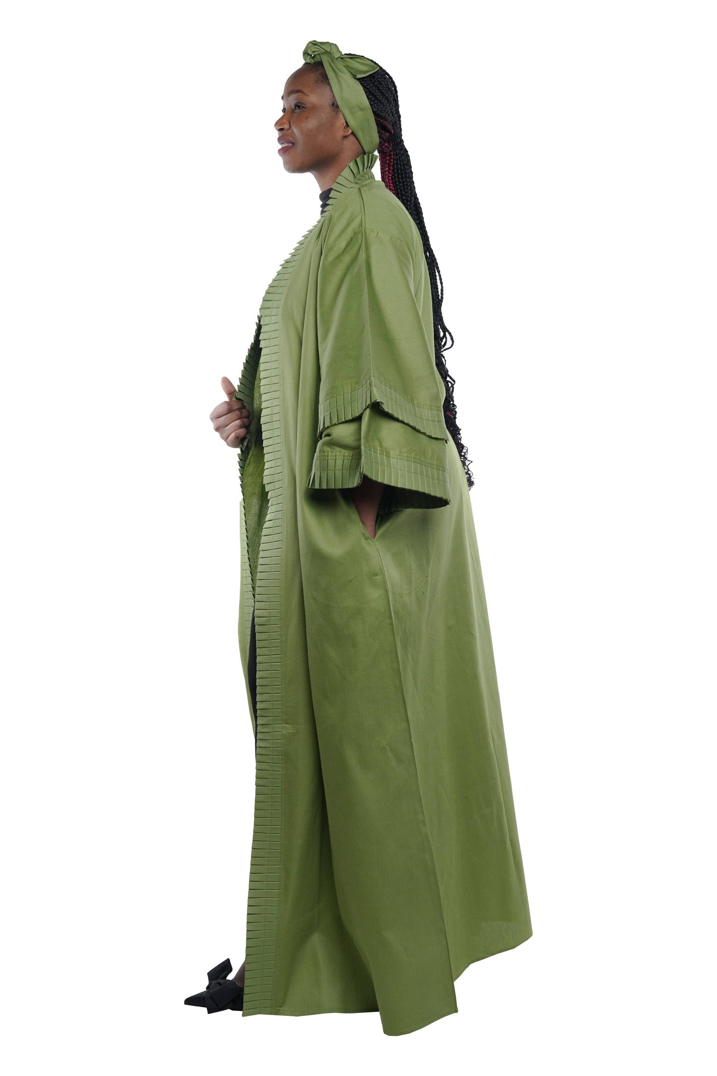African Women Green Long Kimono | Duster | Robe | One Size