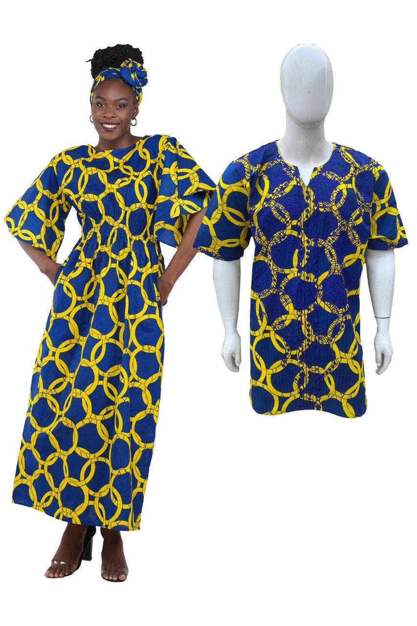 African Embroidered Dashiki Shirt & Dress Combo