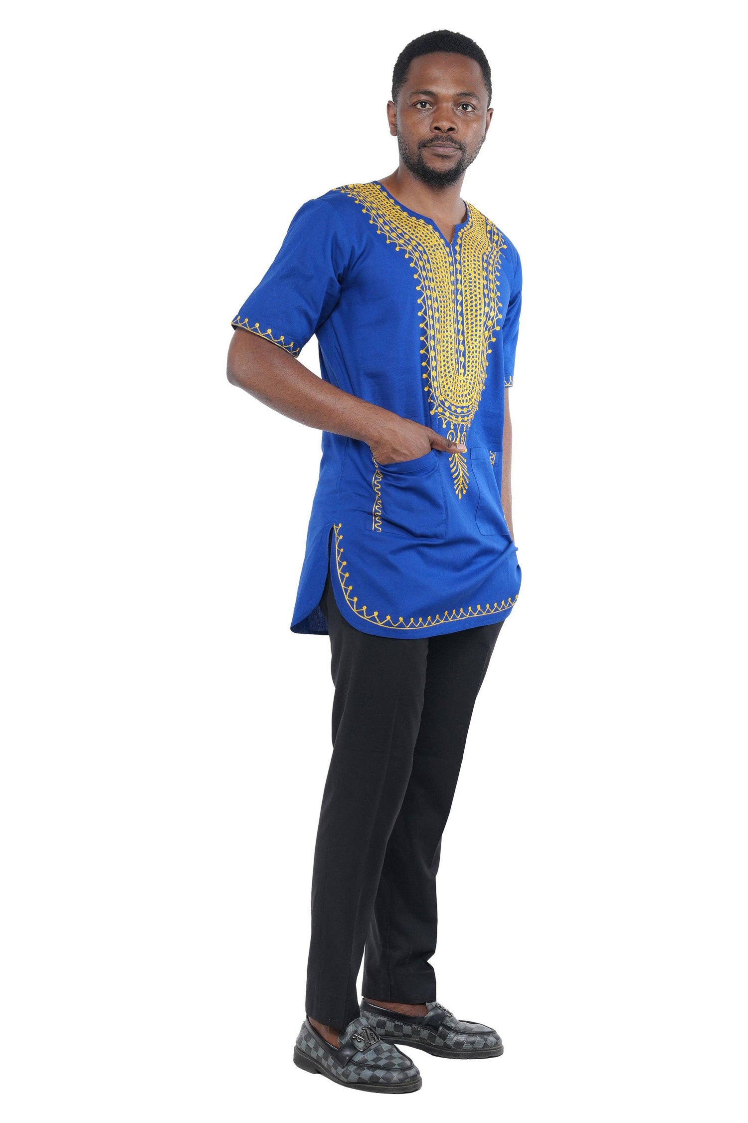 Blue & Gold Embroidered Shirt