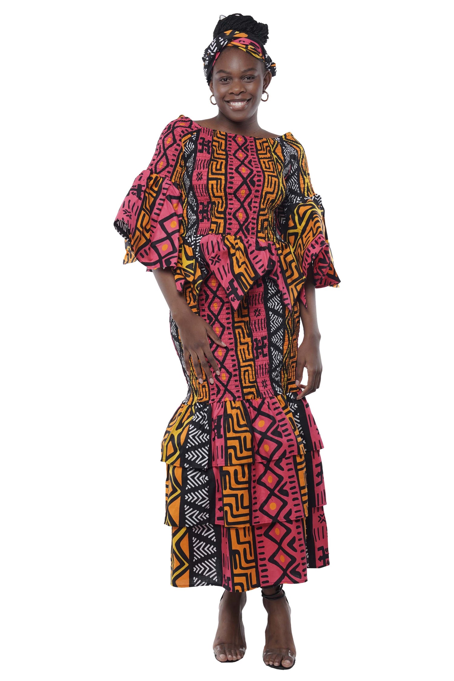 African Ankara Women Zig Zag Hem Top and Fish Tail Skirt Set