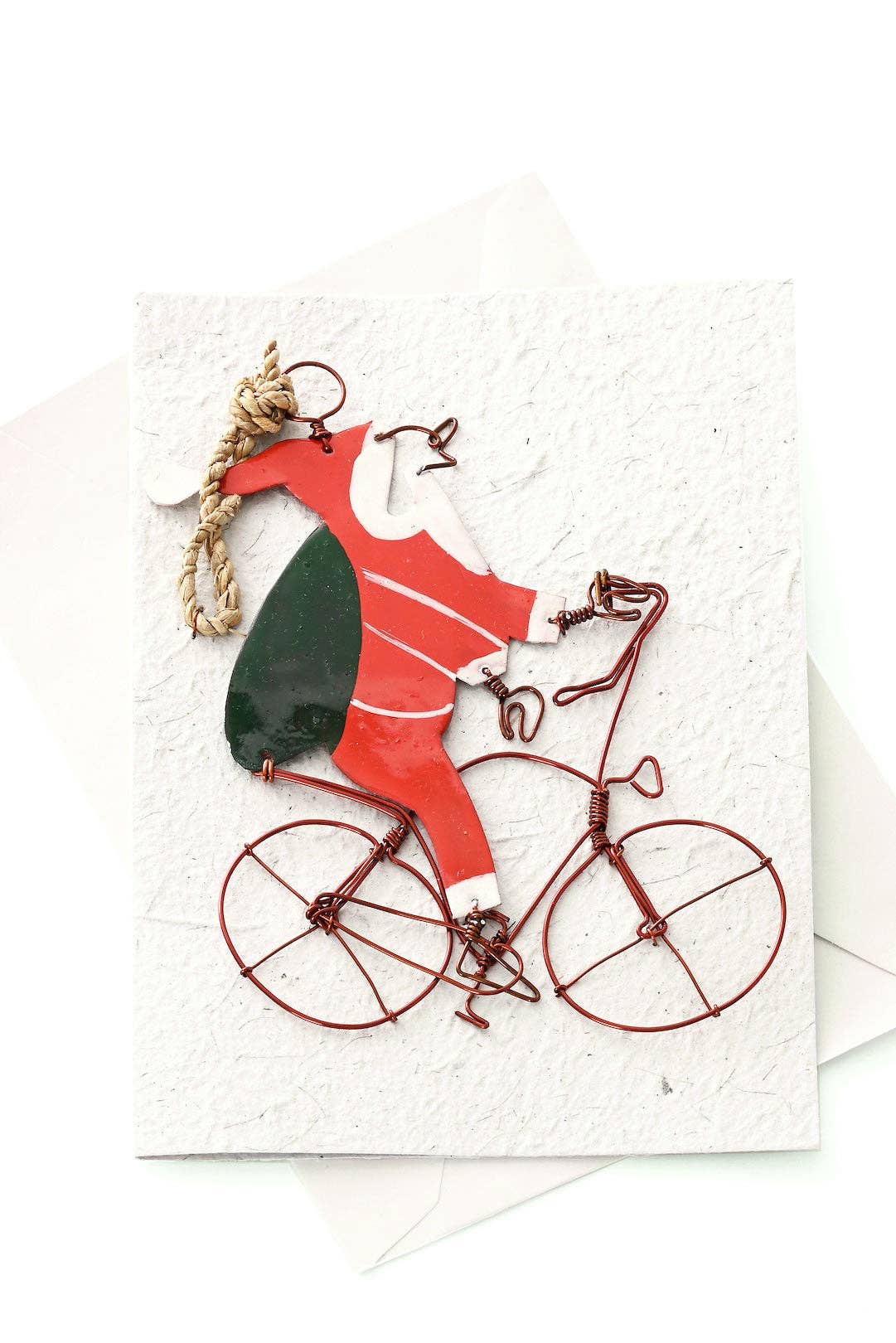 Recycled Metal Santa Note Card with Detachable Ornament