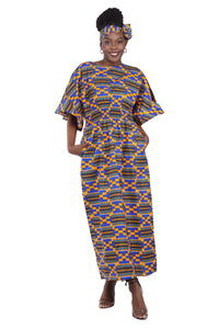 Long Maxi Dress Bell Sleeves & African Embroidered Dashiki Shirt