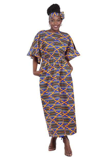 Long Maxi Dress Bell Sleeves & African Embroidered Dashiki Shirt