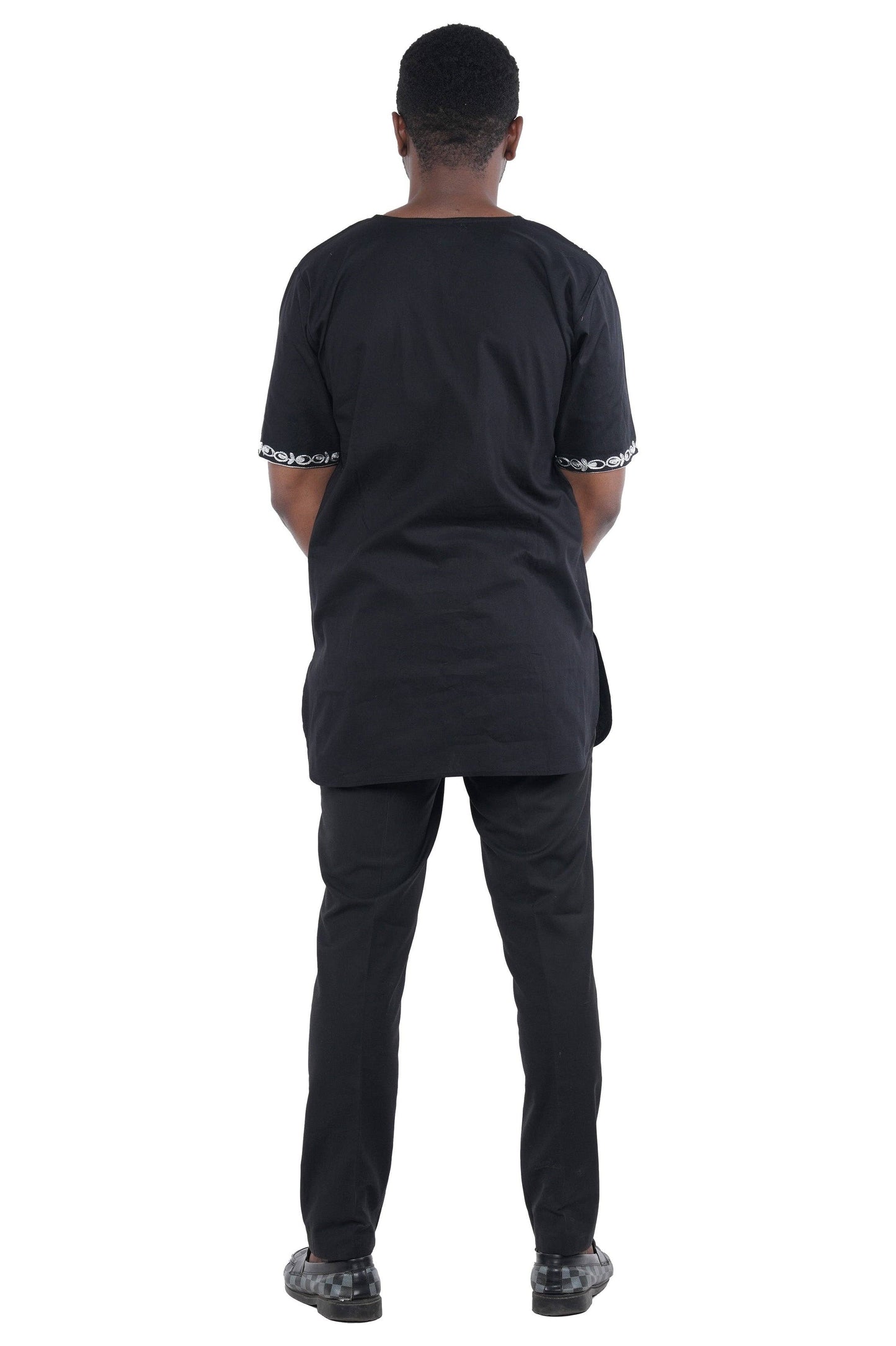 African Black and White Embroidered Shirt