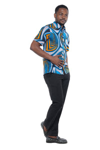 African Ankara Half Sleeves Casual Cotton Shirt For Men