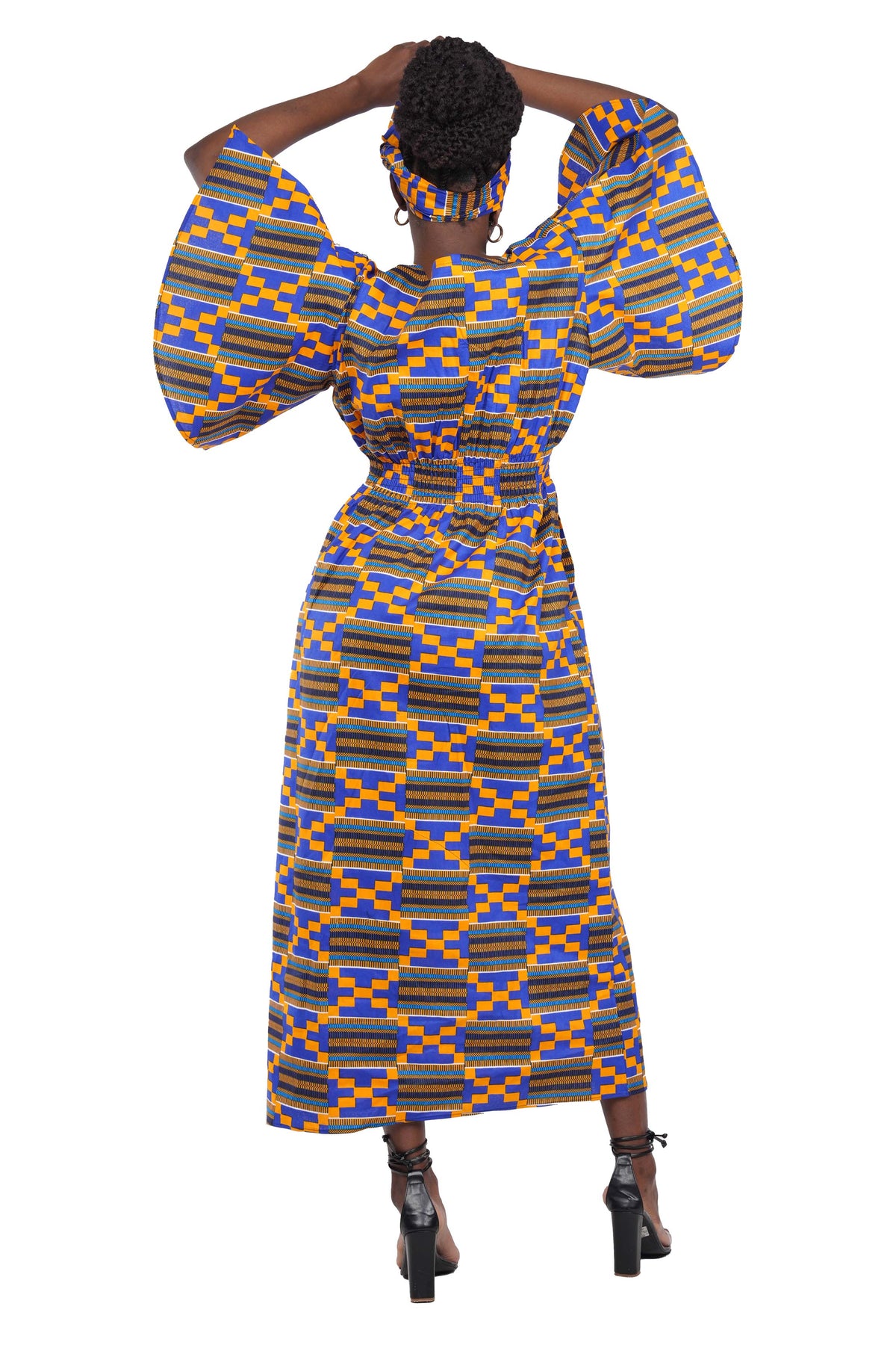Long Maxi Dress Bell Sleeves & African Embroidered Dashiki Shirt