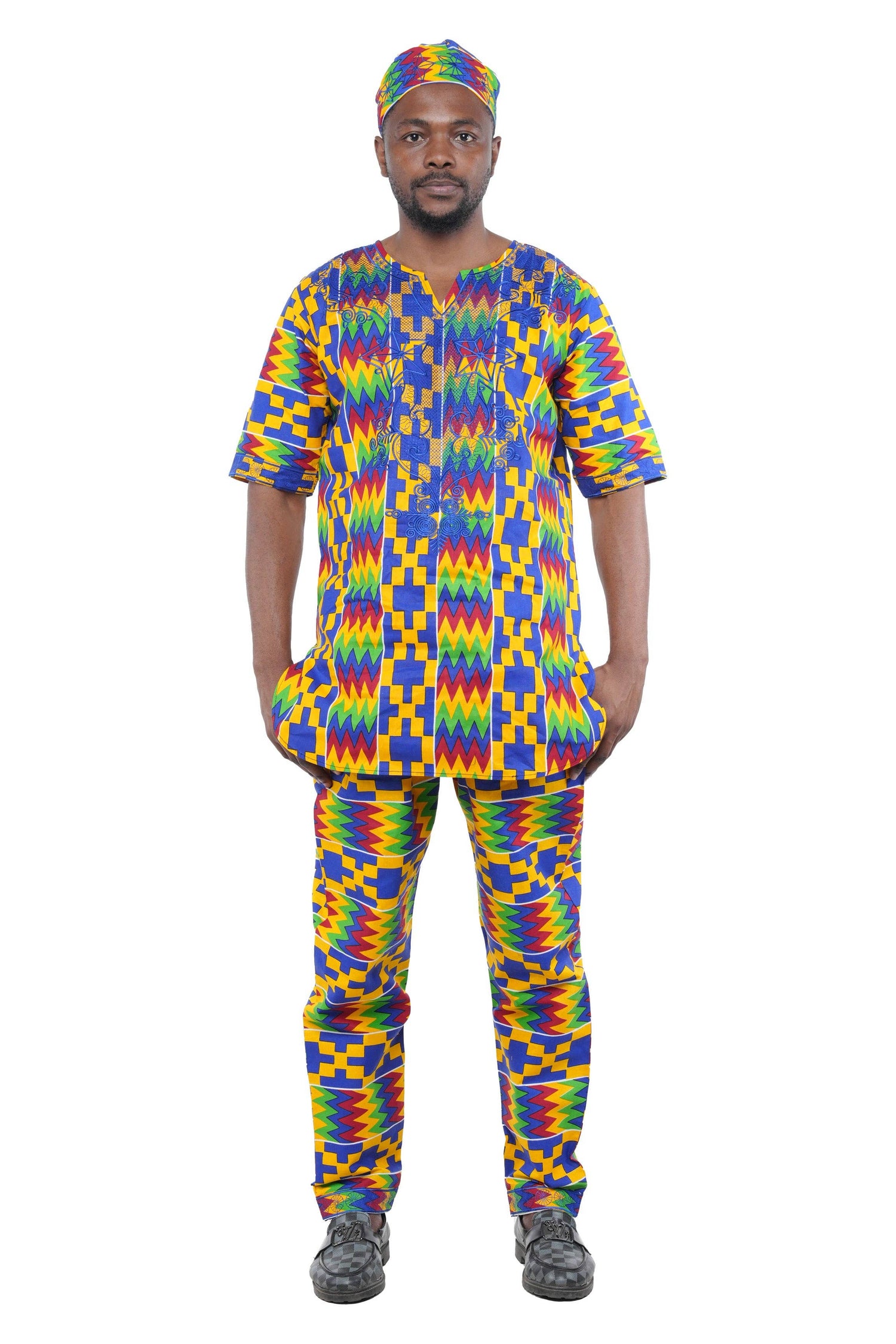 Kente Embroidered Pant Set For Men