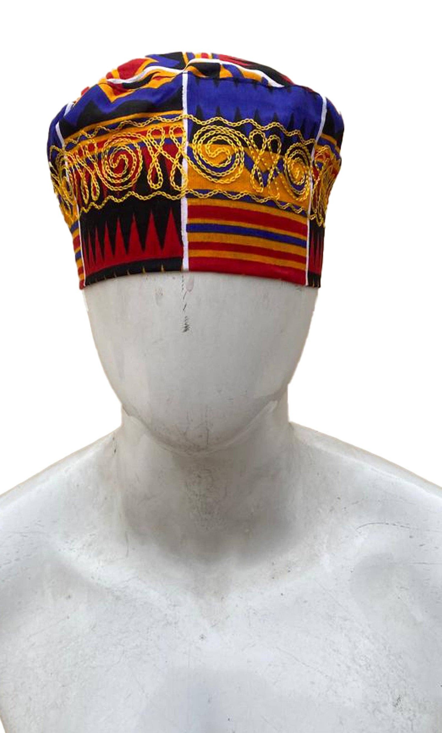 African Kente Embroidered Hat for Men