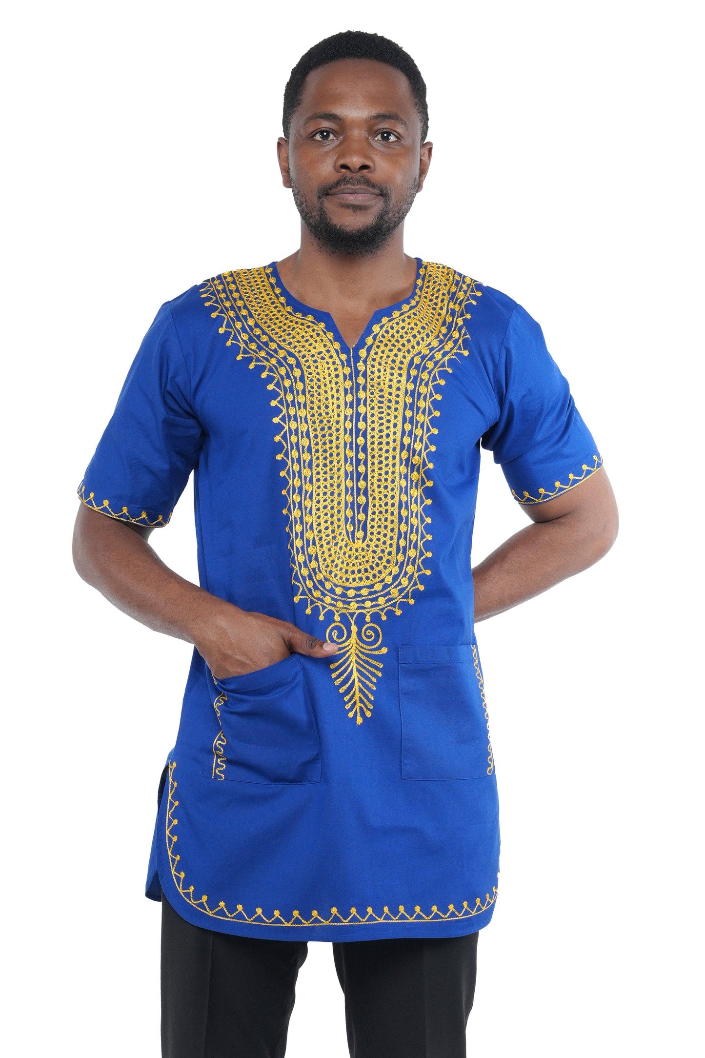 Blue & Gold Embroidered Shirt