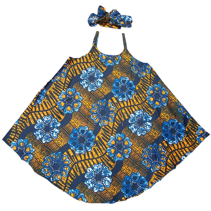 Sun Dress/ Mid Length/ Spagetti Straps/With Scarf