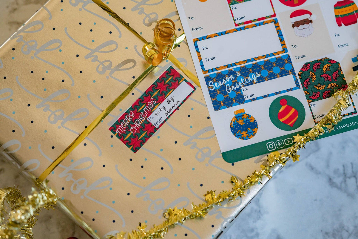 African Christmas Gift Tag Stickers