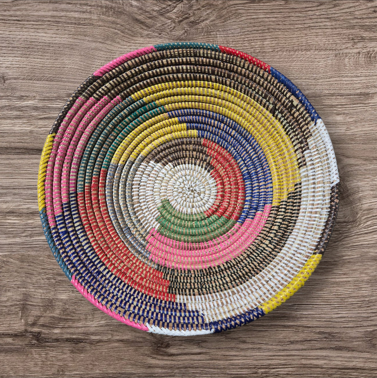 African Wall Basket / Bowl, sweet grass, multi-color