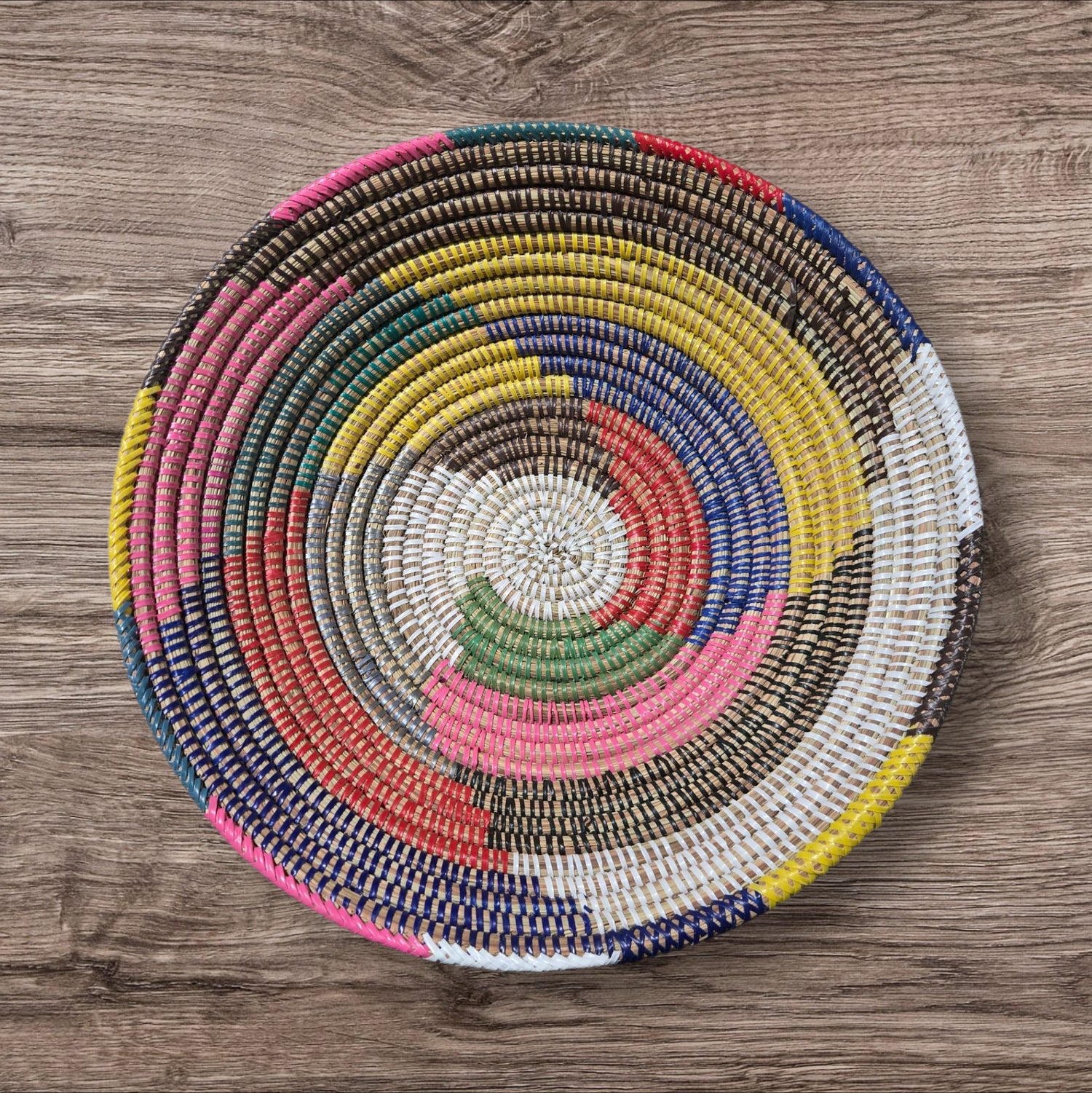 African Wall Basket / Bowl, sweet grass, multi-color
