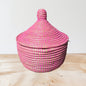Pink Sweet Grass Lidded Basket